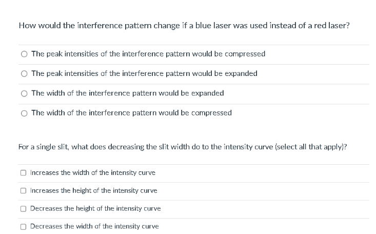  How would the interference pattern change if a blue laser was