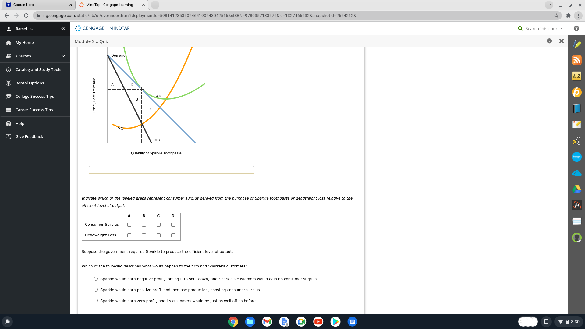  Course Hero x MindTap - Cengage Learning X + X A