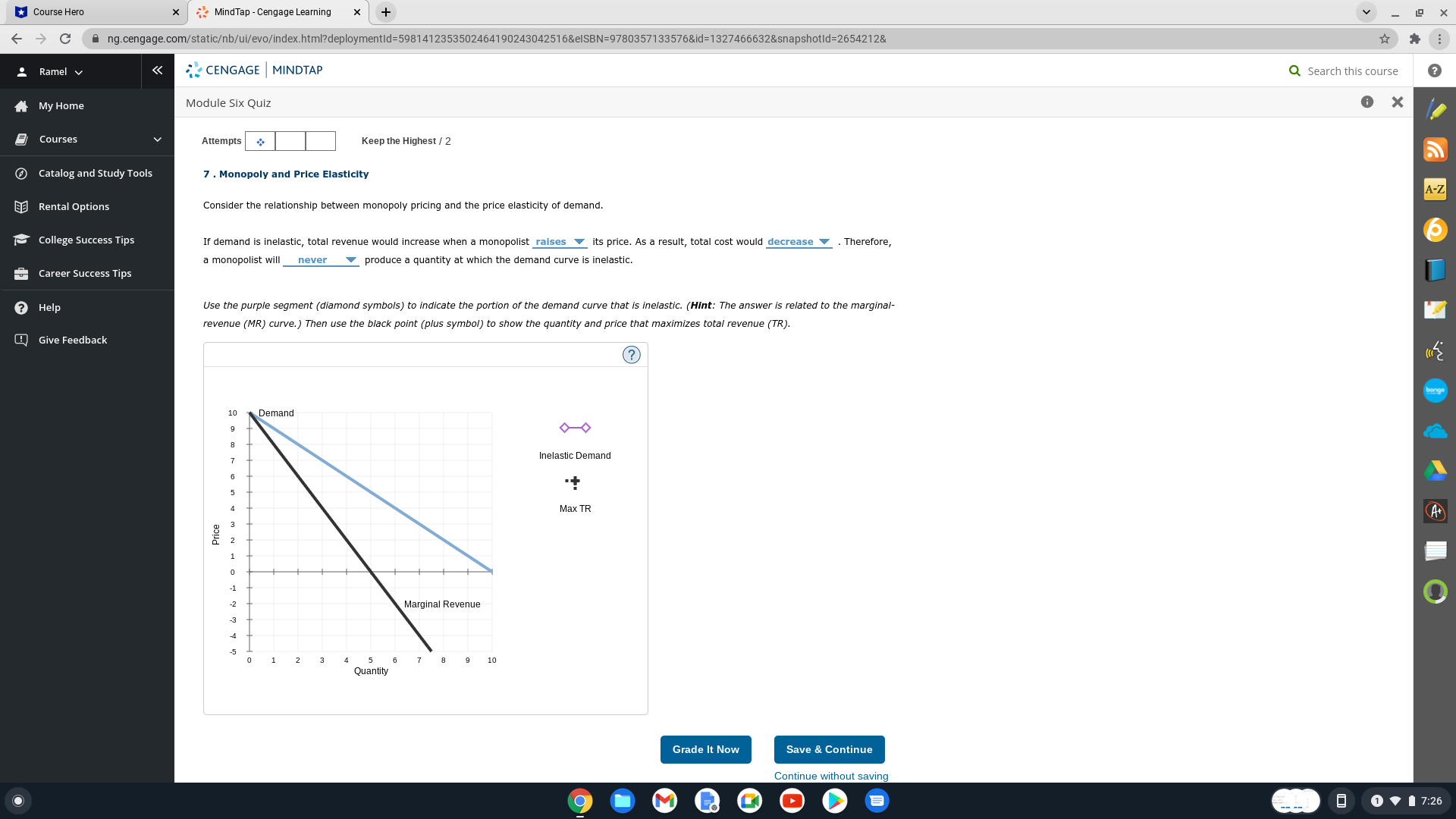 Course Hero x MindTap - Cengage Learning X + X A