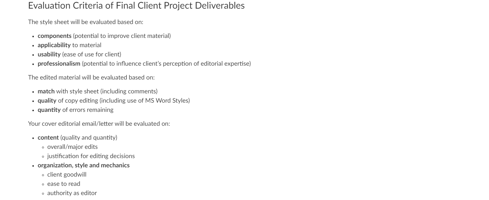 comprehensive editing (developmental editing and copyediting) of brochures, documentation, grant proposals, or