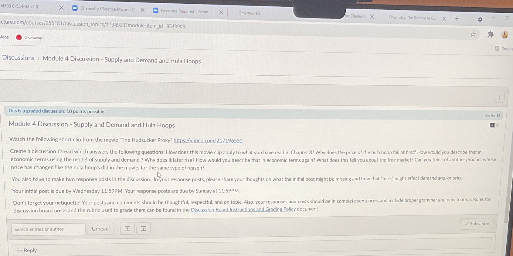 This is the a Discussion assignment- Supply and demand and Hula Hoops