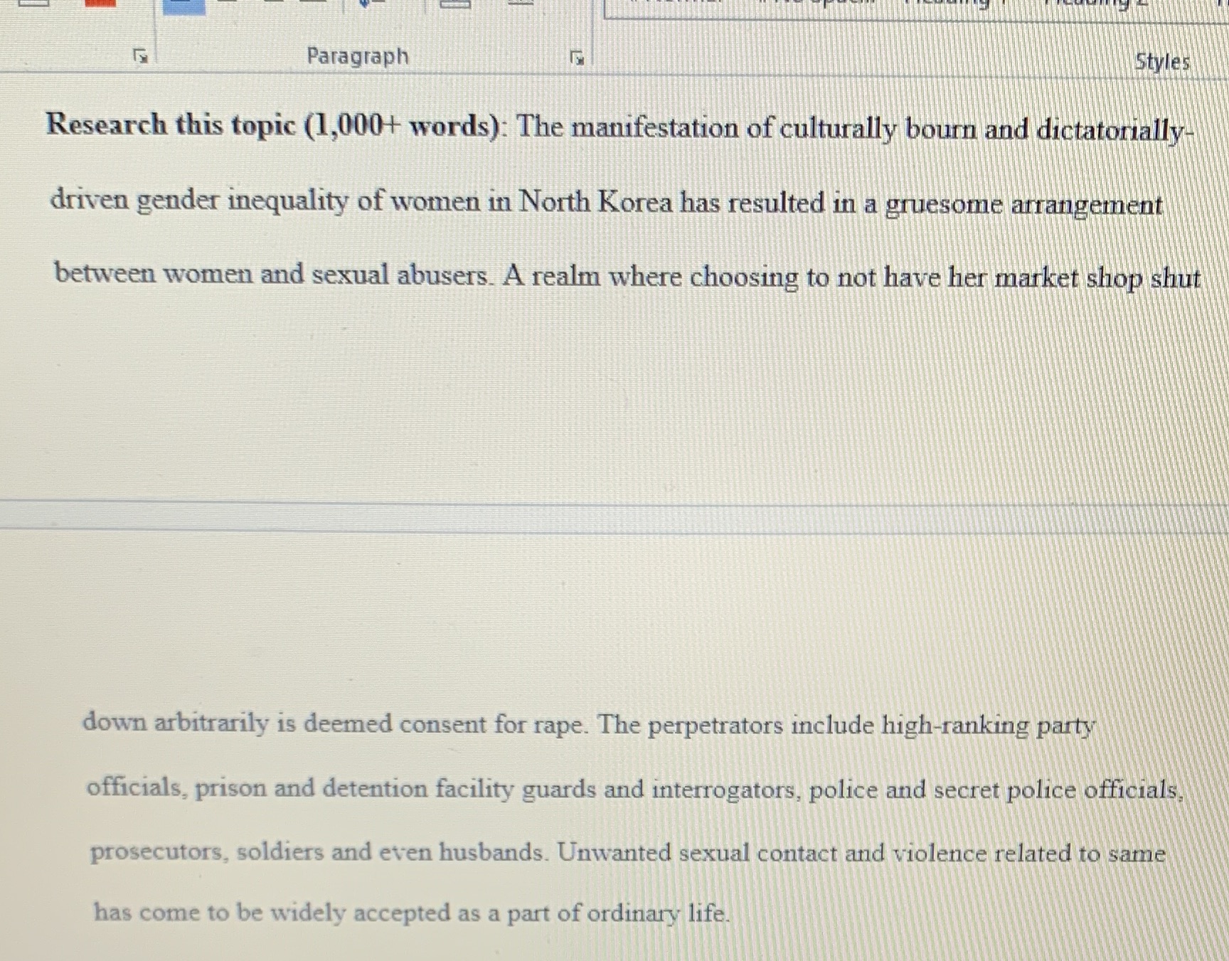 5 cited sources Paragraph Styles Research this topic (1,000+ words): The manifestation