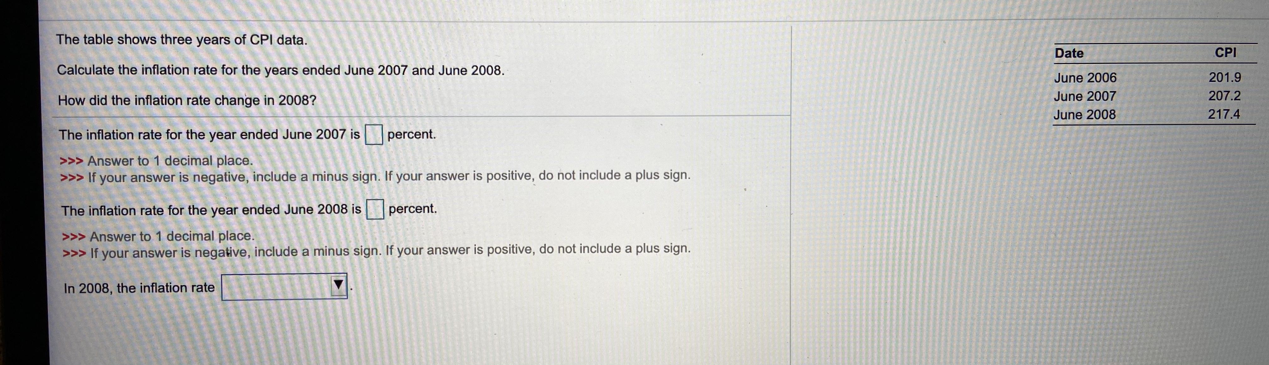 Help me please with these Macro questions The table shows three years