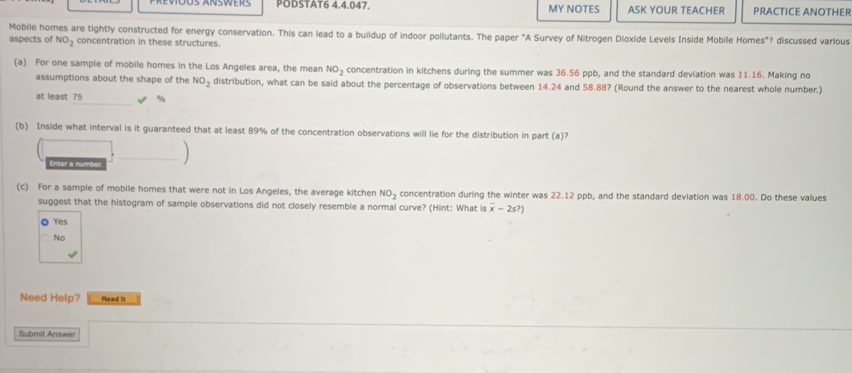 Answer part B: Inside what interval is it guaranteed that at least