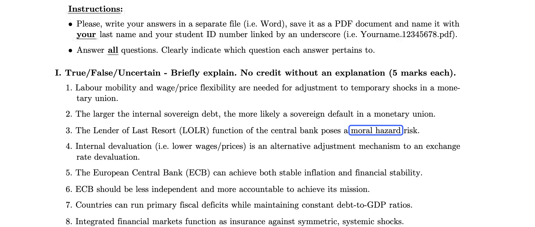Instructions: 0 Please, write your answers in a separate le (i.e.