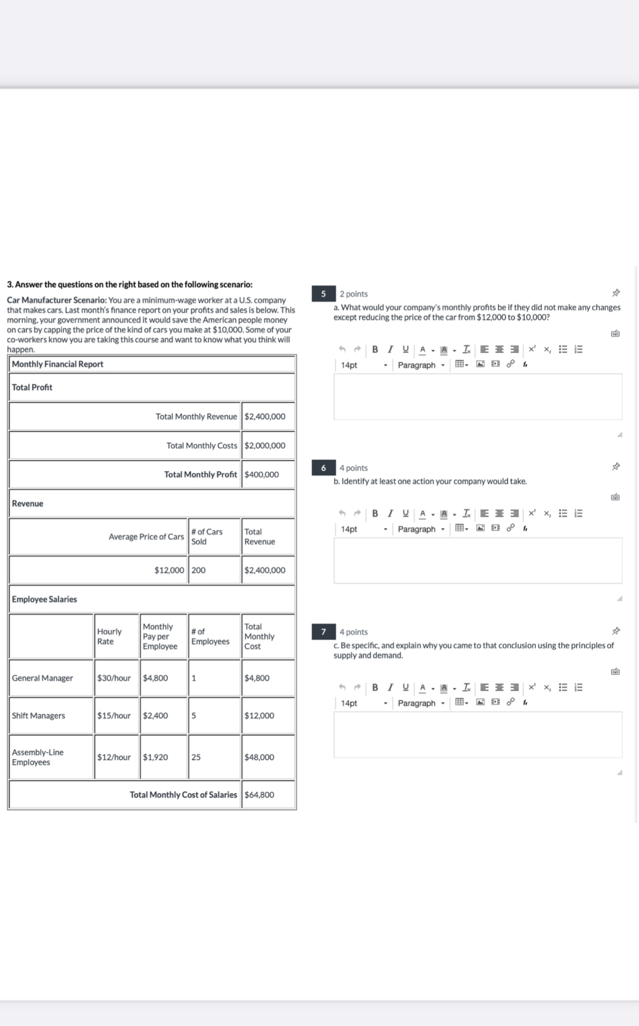  3. Answer the questions on the right based on the following