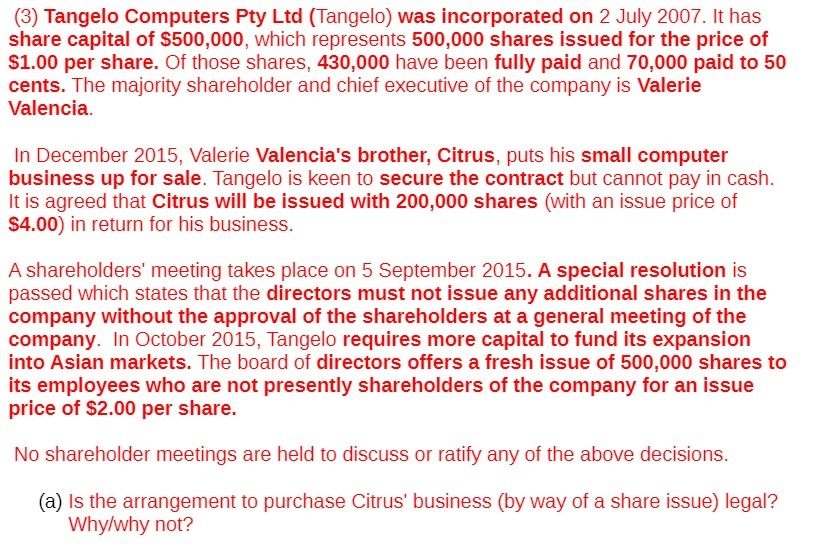  (3) Tangelo Computers Pty Ltd flangelo] was incorporated on 2 July