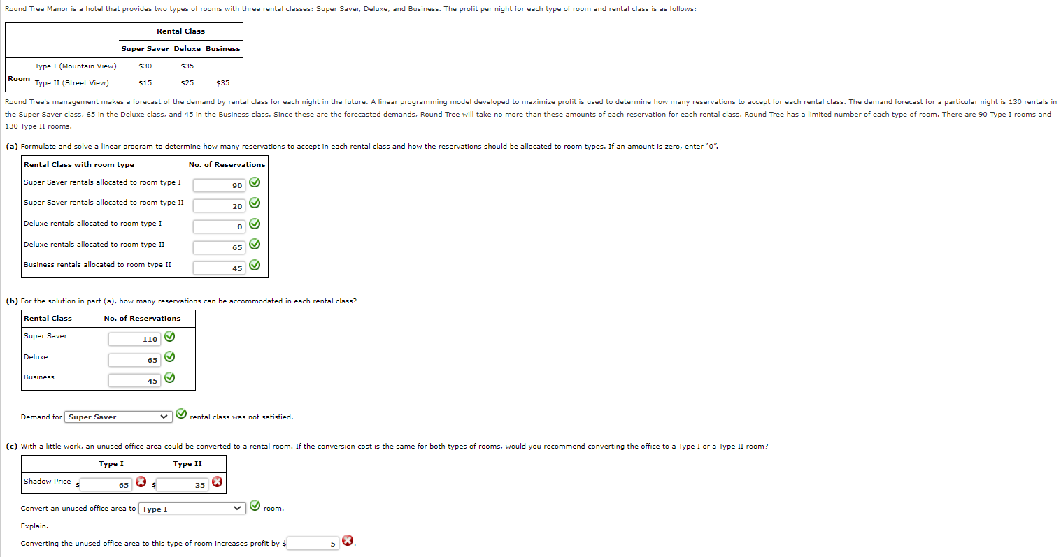 Please answer the ones I got wrong. 130 Type II rooms. (b)