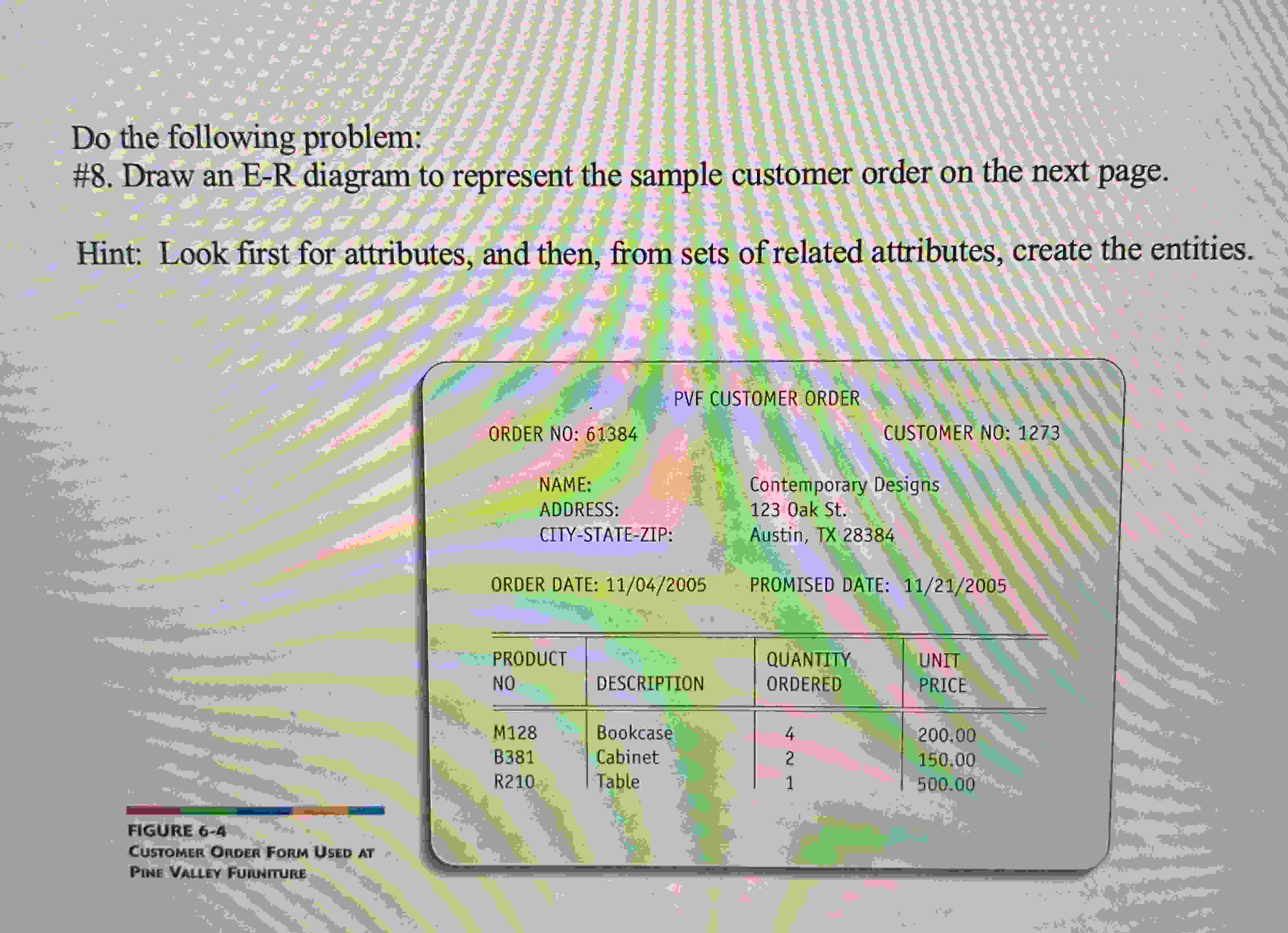  Do the following problem: #8. Draw an E-R diagram to represent