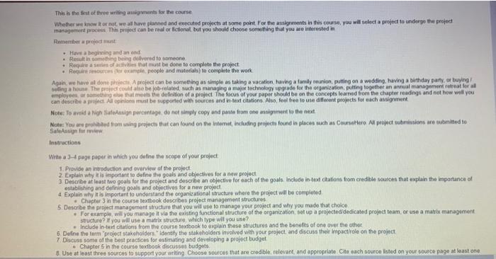 WEEK 4 ASSIGNMENT: PROJECT PLANNINGPLEASE DO NOT USE THE WEDDING PLANNER PROJECT....