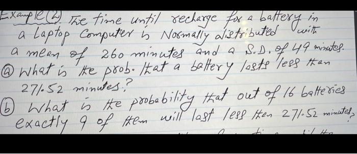 Please solve a and b in with Example, the time until recharge