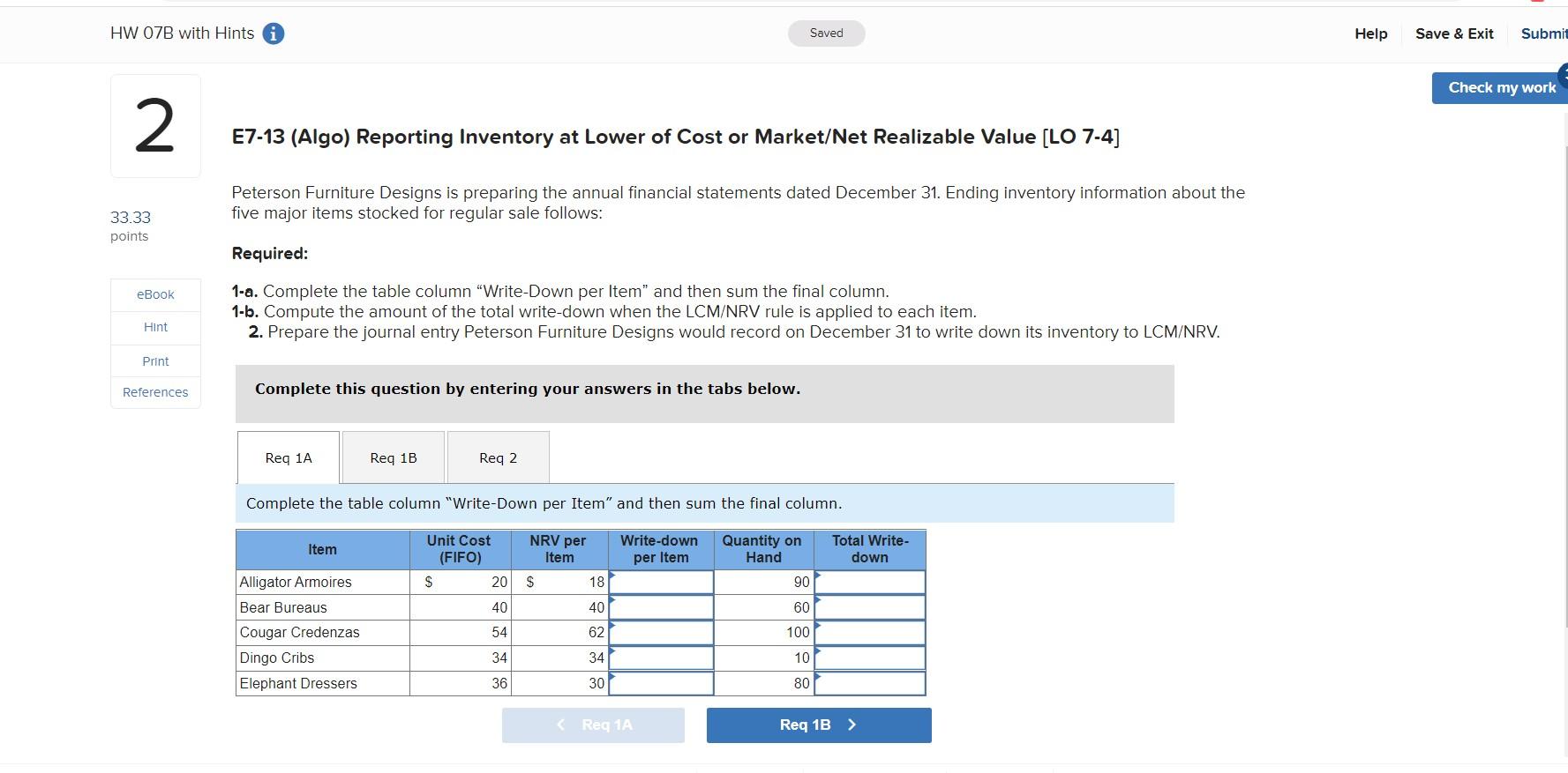  HW 07B with Hints Saved Help Save & Exit Submit Check