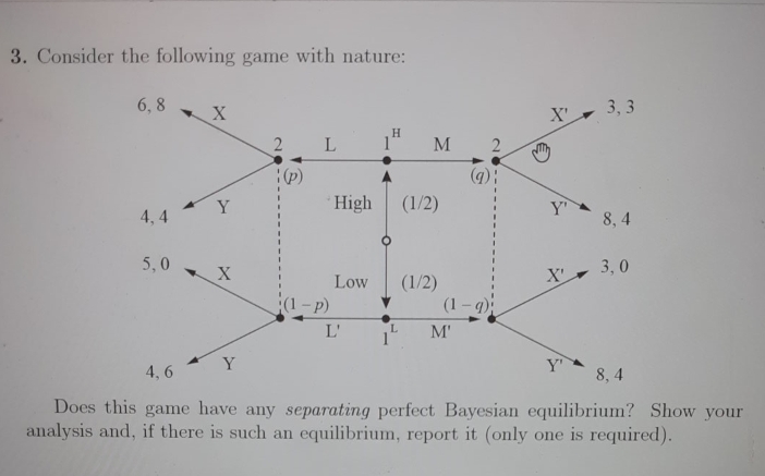 not sure how to find perfect Bayesian equilibrium. 3. Consider the following