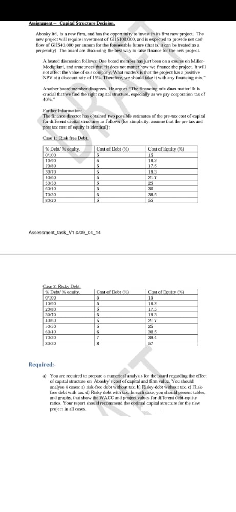 please answer thisi will give postive feedback and rating Assignment - Capital
