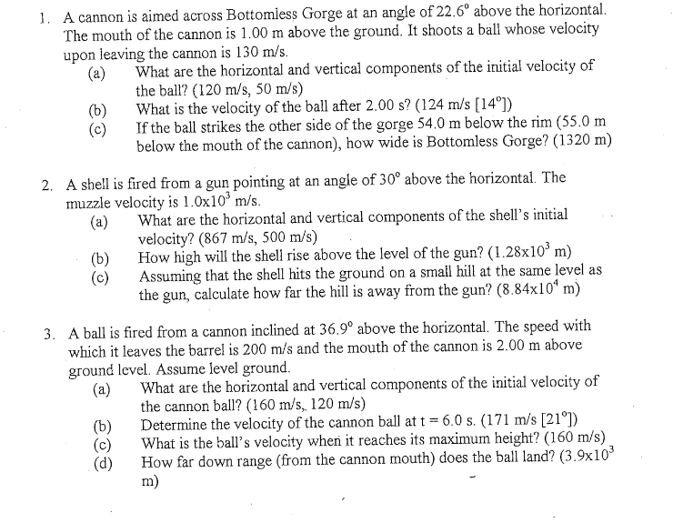 answers for question 2: a) Vx=866 m/s, #2 b)1.28 x 10^4 m