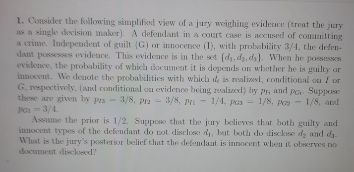 please solve using Baye's rule. 1. Consider the following simplified view of