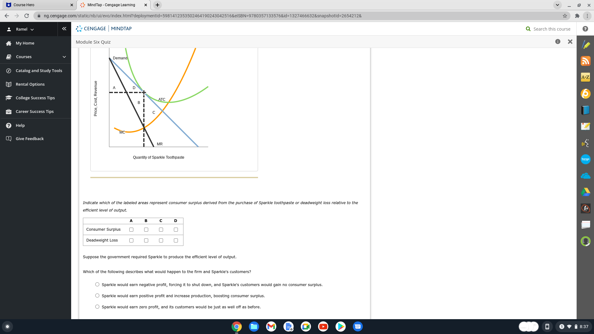  Course Hero x MindTap - Cengage Learning X + X A