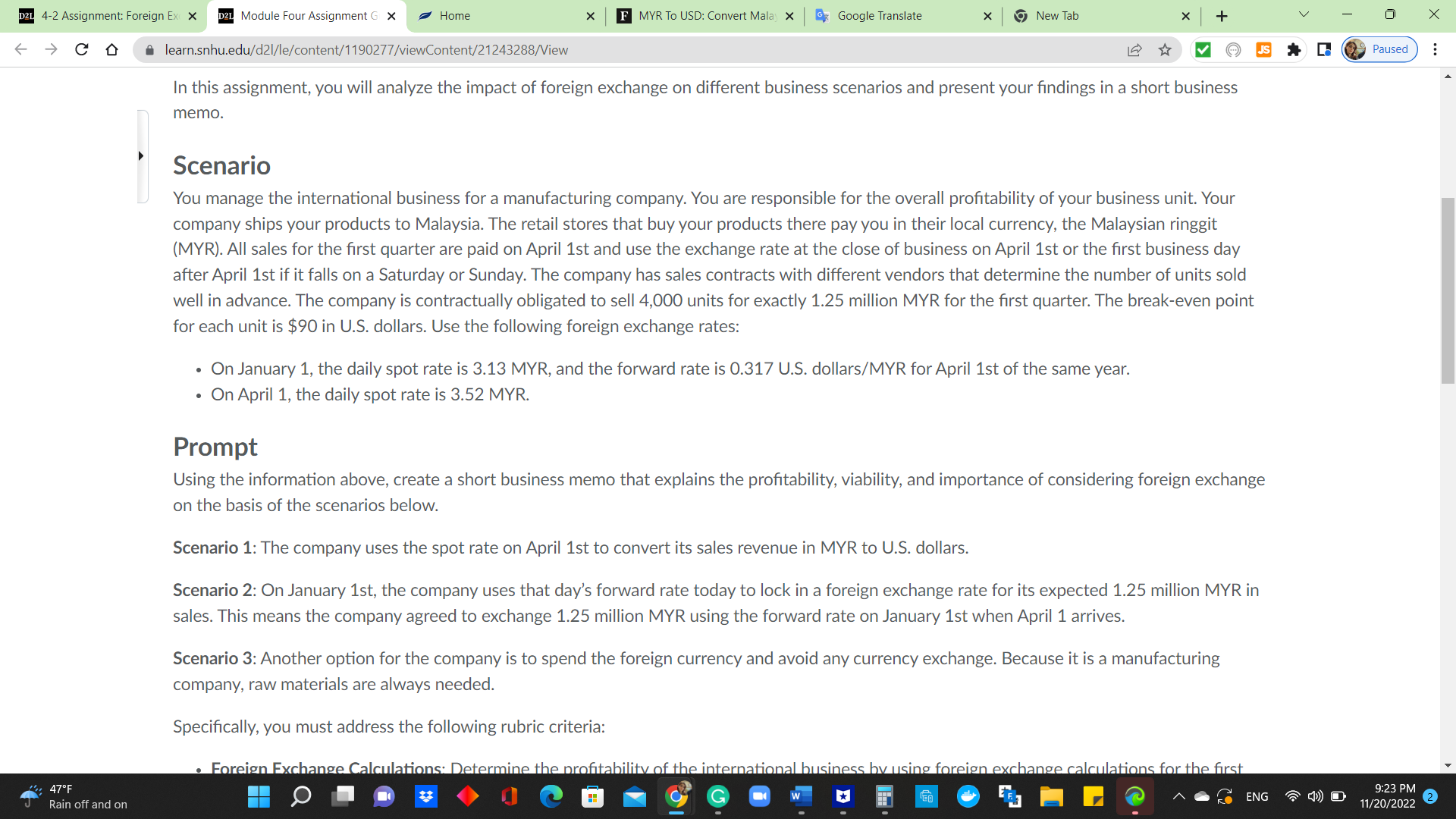  D2L 4-2 Assignment: Foreign Ex X D21 Module Four Assignment G
