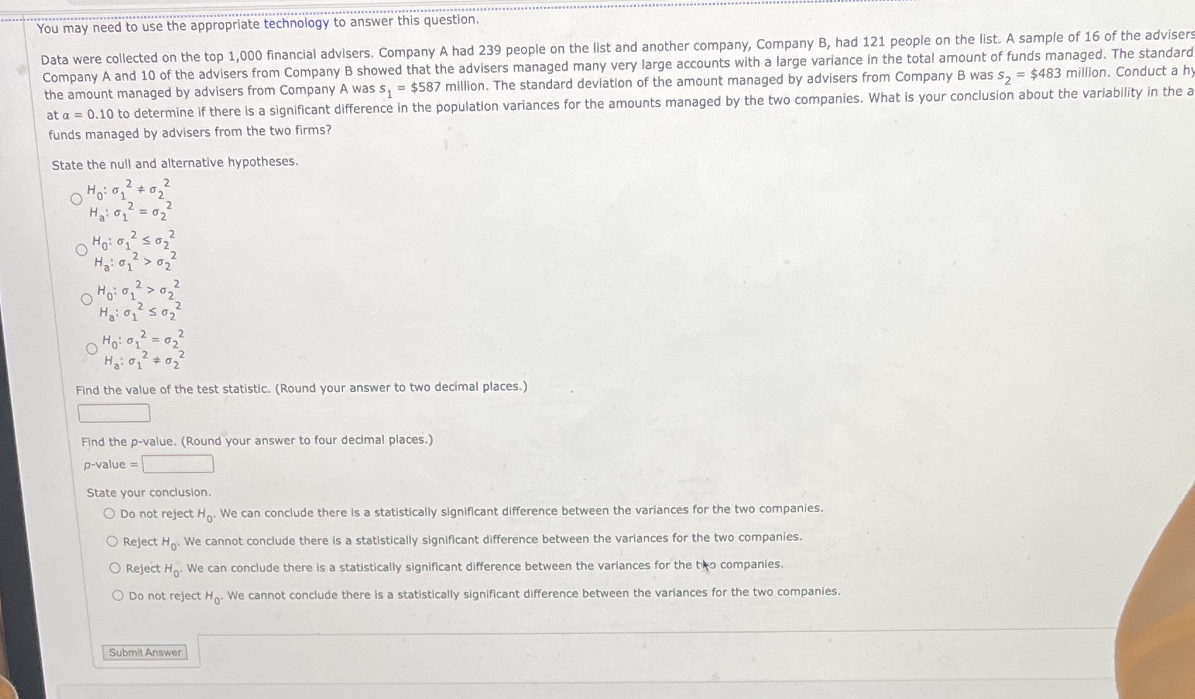 You may need to use the appropriate technology to answer this