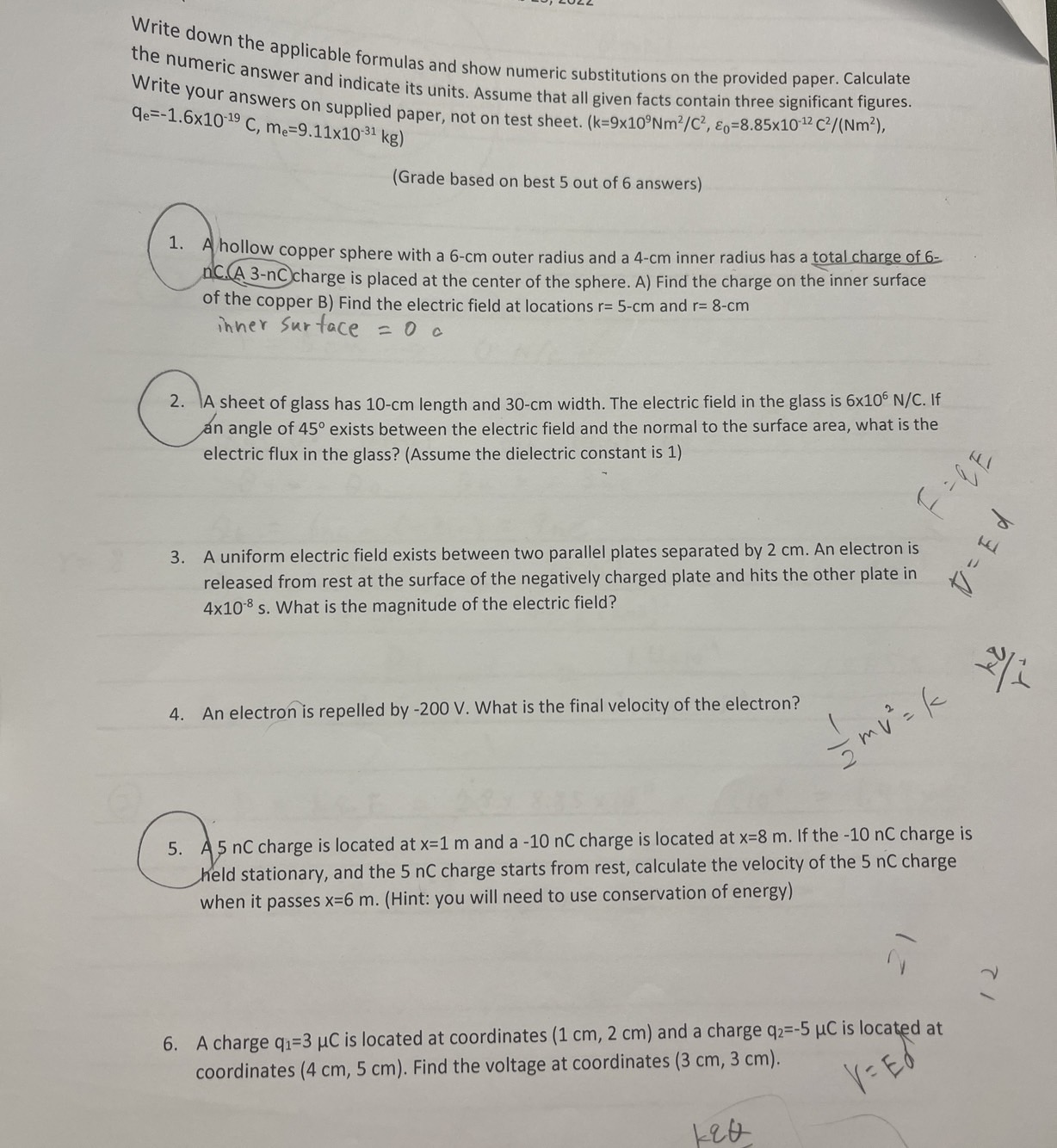  Write down the applicable formulas and show numeric substitutions on the