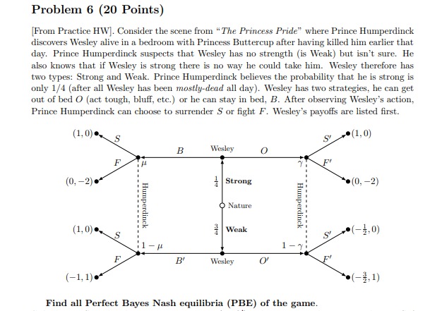 Game theory and starategy; Problem 6 (20 Points) [From Practice HW]. Consider