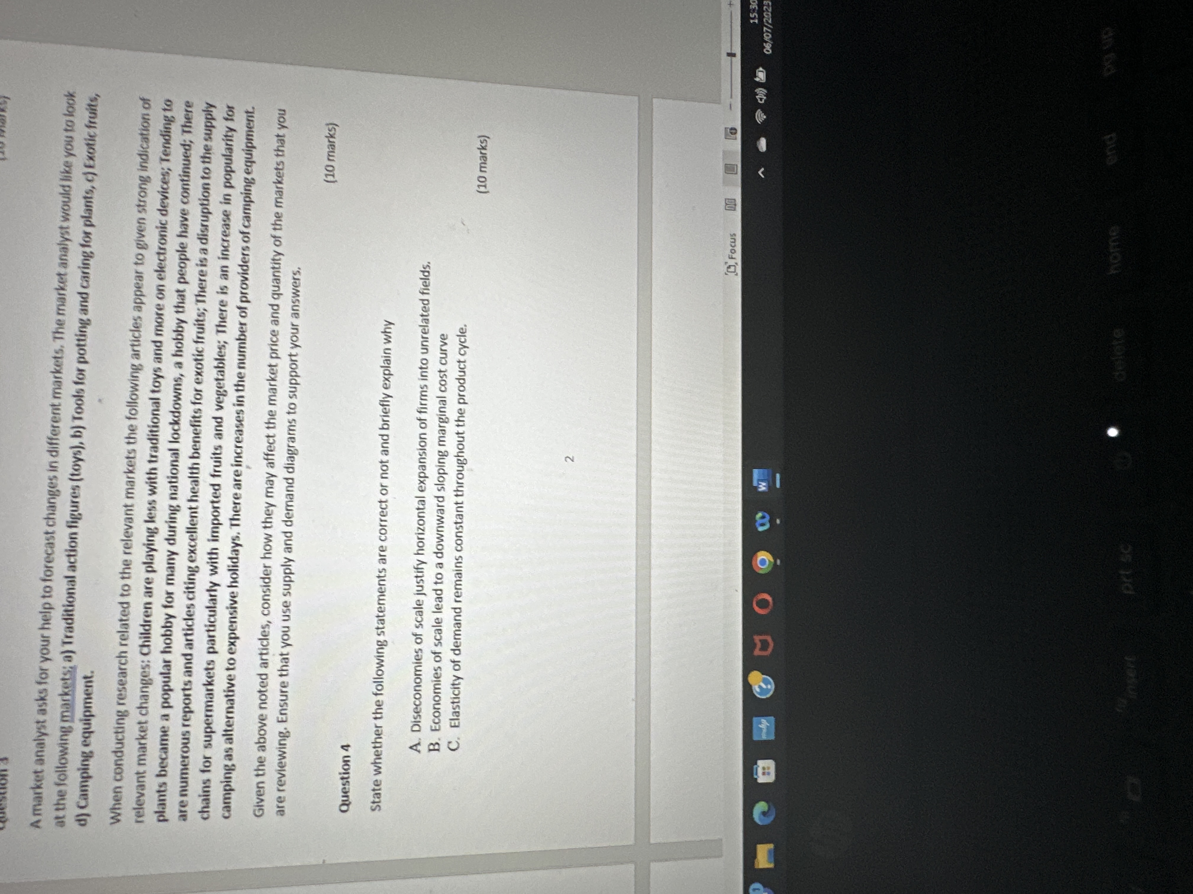 A market analyst asks for your help to forecast changes in