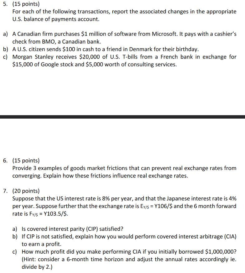 need help solving with work shown 5. (15 points) For each of