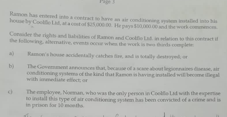 25 marks Page 3 Ramon has entered into a contract to have