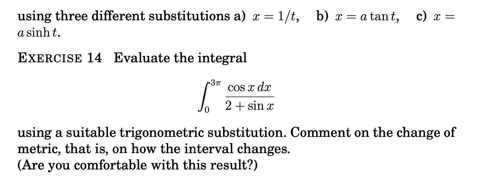 a2using three different substitutions a) :L' = 1 / t, b) a: