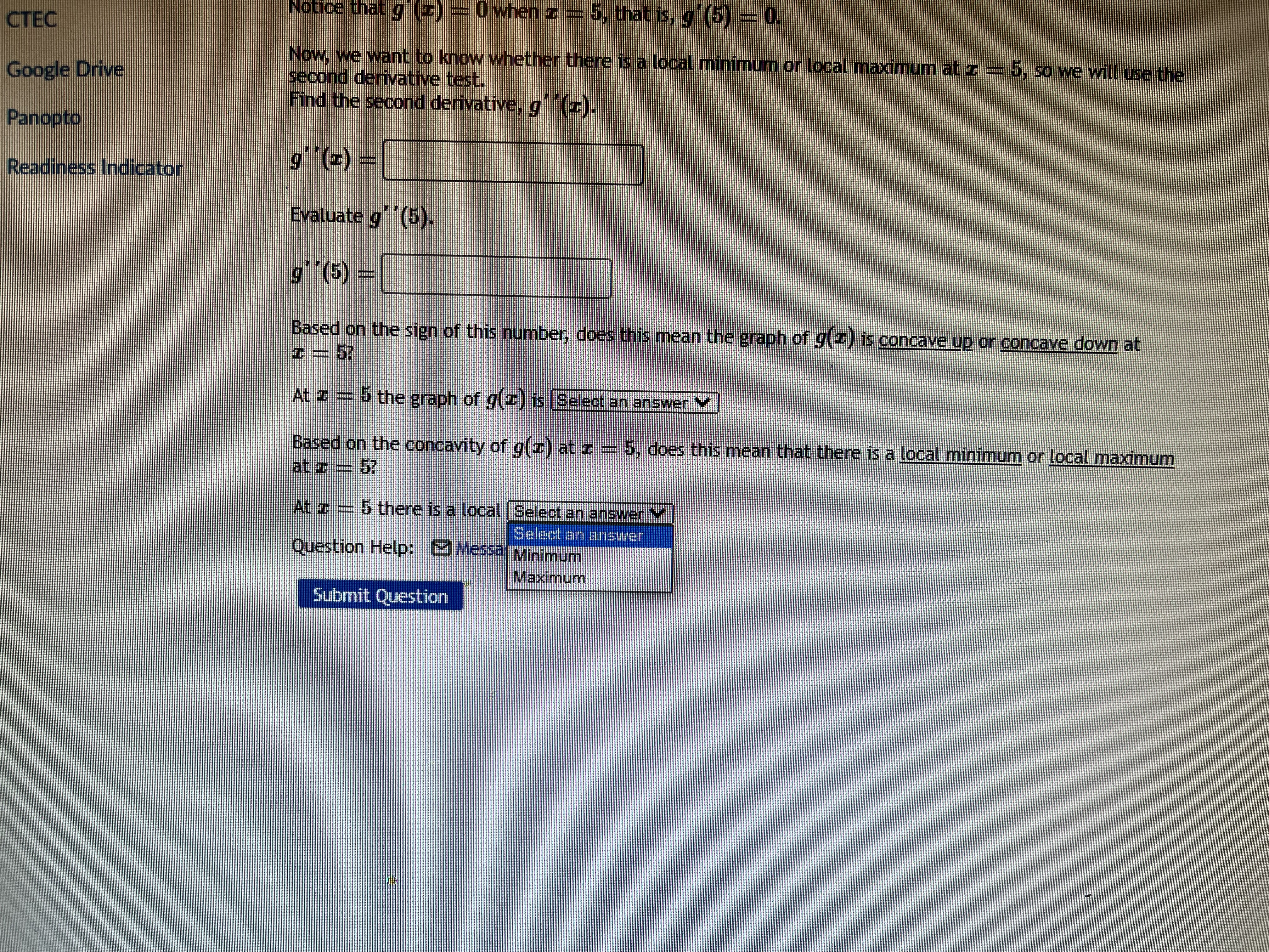 = 5, that is, g'[5] = II}. Now, we want to know