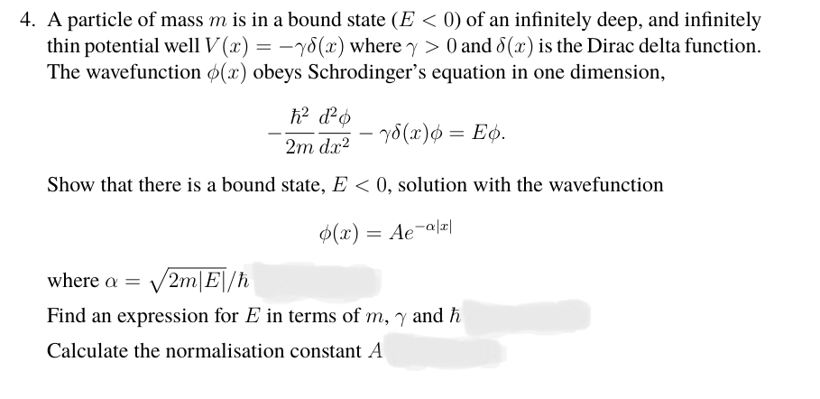 This is a theoretical physics question, please answer clearly 4. A particle