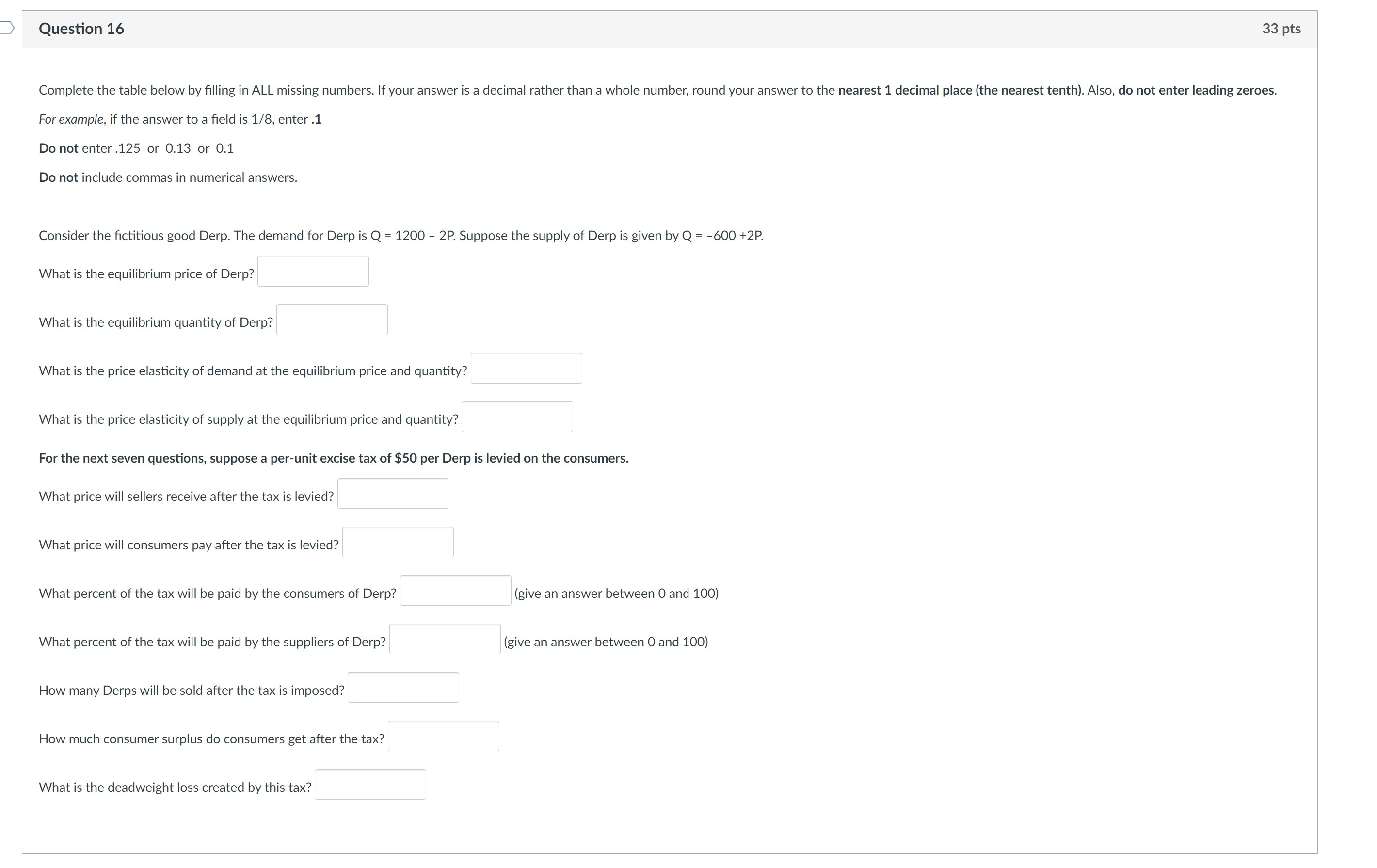 kindly assist Question 16 33 pts Complete the table below by lling