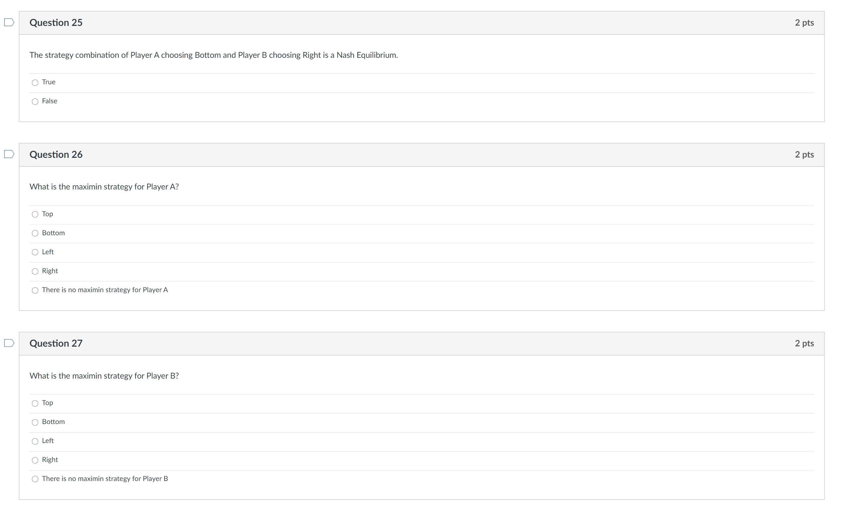 is it? Top is a dominant strategy for Player B Bottom is