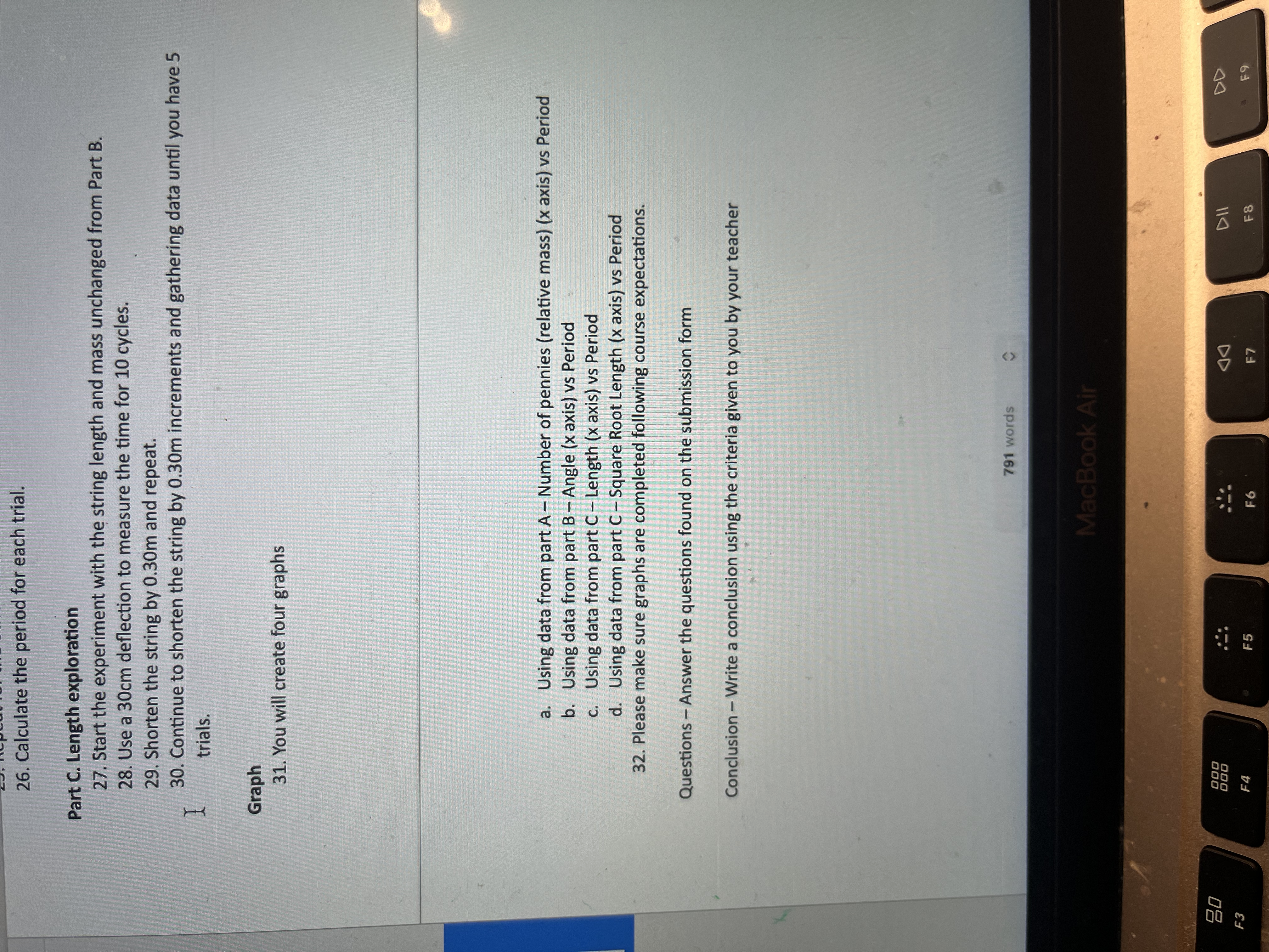 Data Table A (11 Points) Length Deflection Angle Number of pennies Time