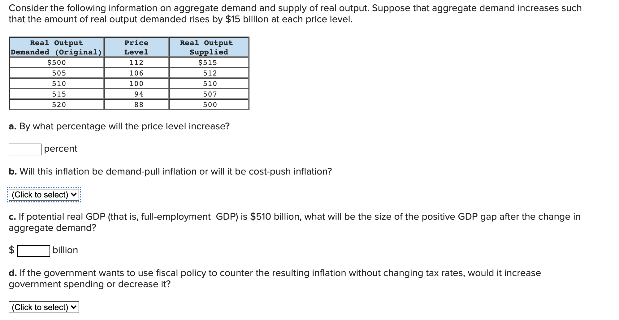 table for Waxwania. Government Tax Real Expenditures , G Revenues, T GDP