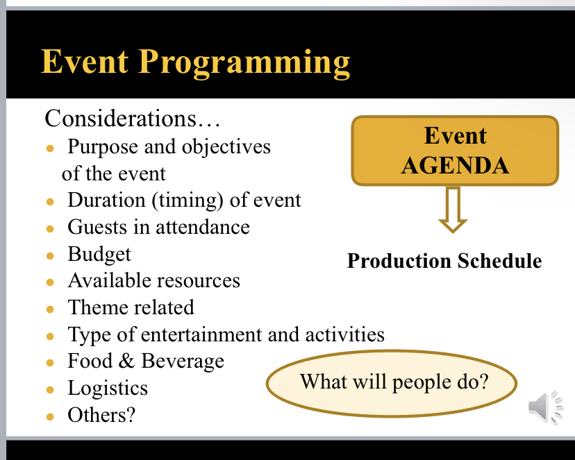 any other elements of programming which will be incorporated into this event?