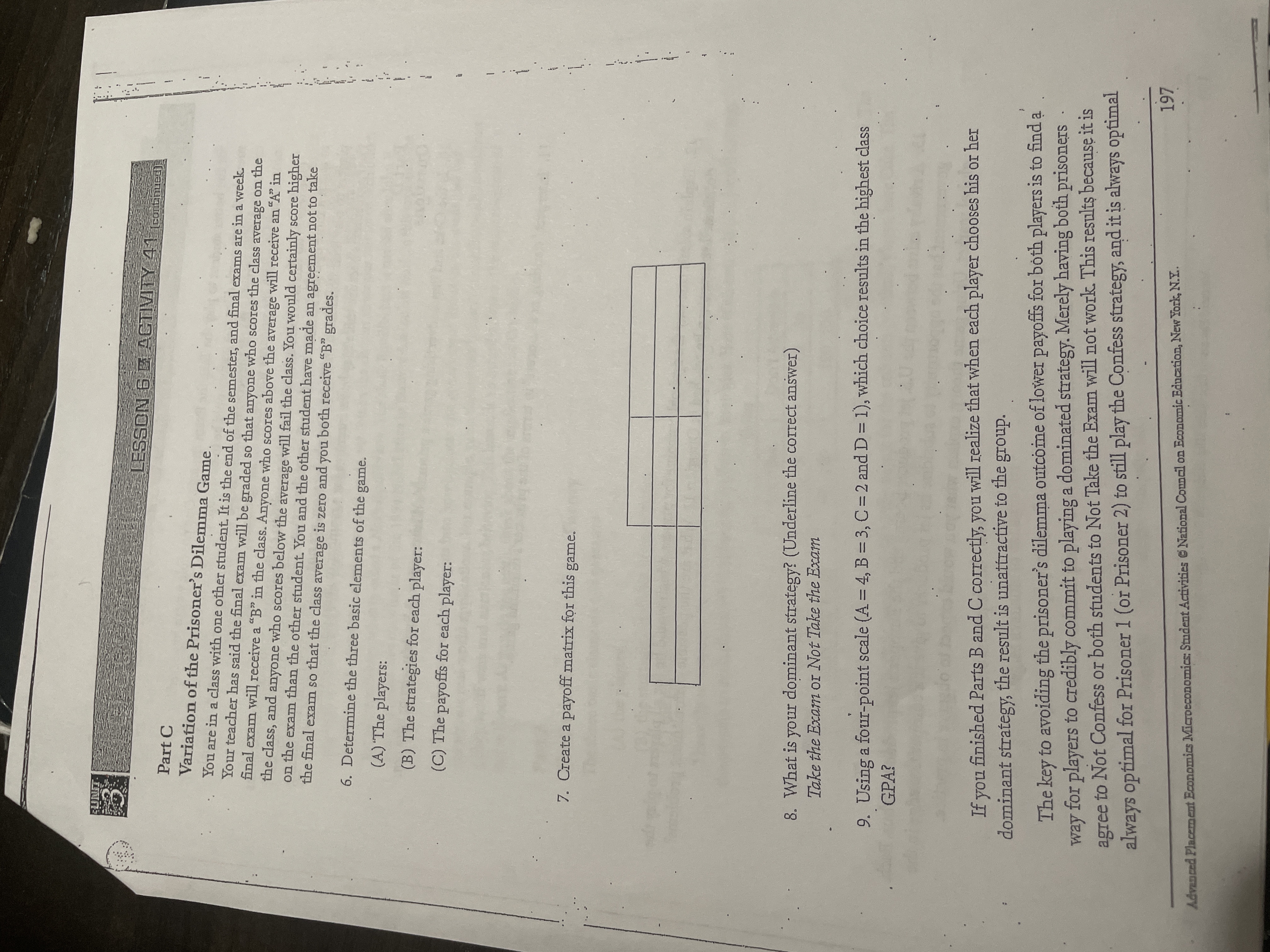  LESSON 6 B ACTIVITY 41 (continued] . .. . Part C