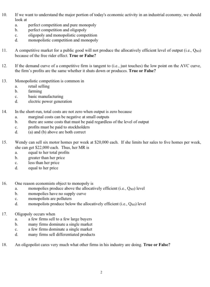 Answer questions 10 through 18 and list the answer as it's letter