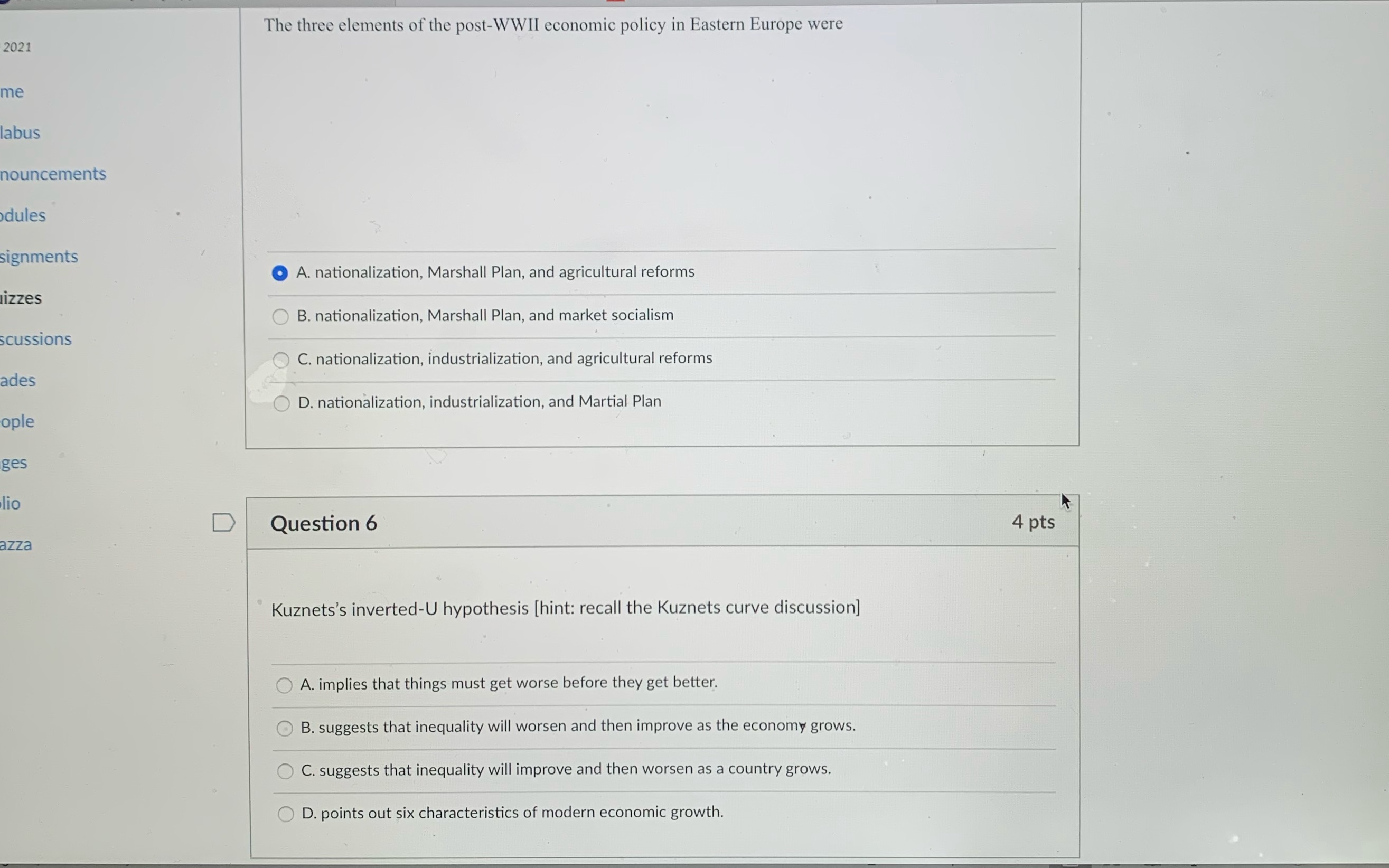 Please confirm the correct answer The three elements of the post-WWII economic
