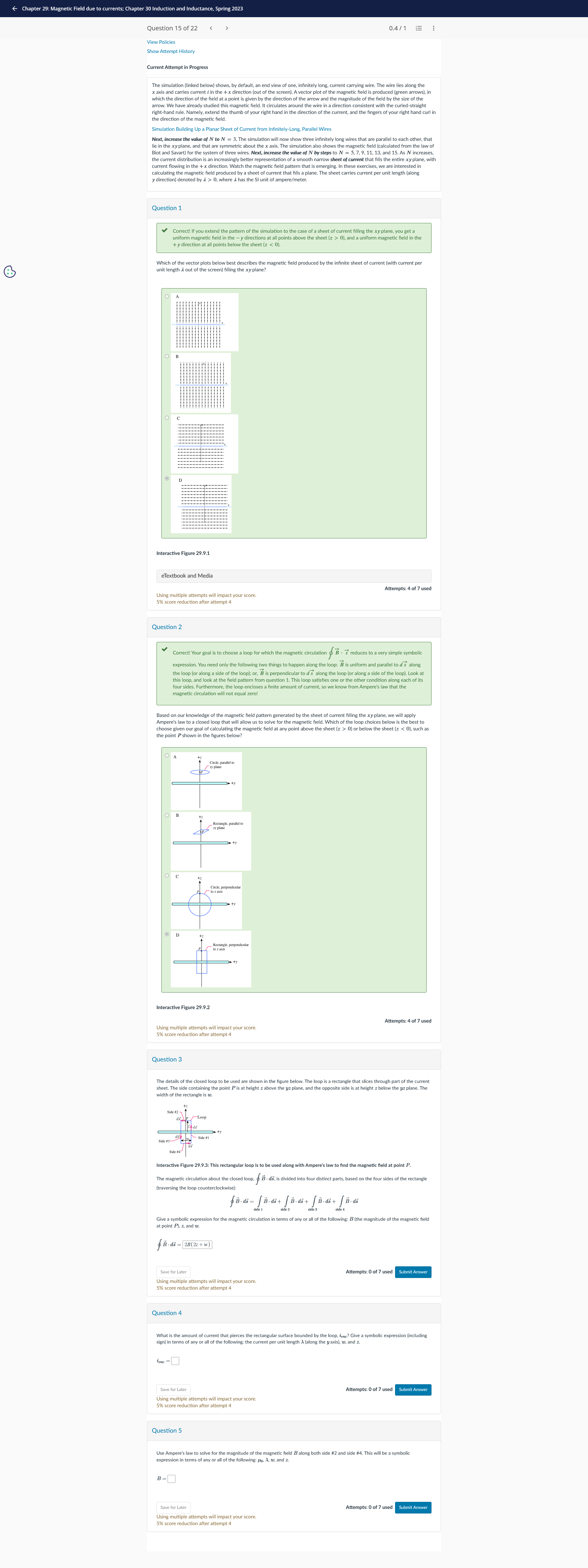 Chapter 29: Magnetic Field due to currents; Chapter 30 Induction and