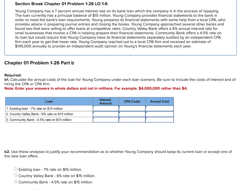 Section Break Chapter 01 Problem 1-26 LO 1-6 Young Company has