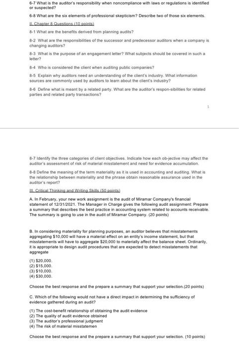 this is an auditing assignment for monday 6-7 What is the auditor's