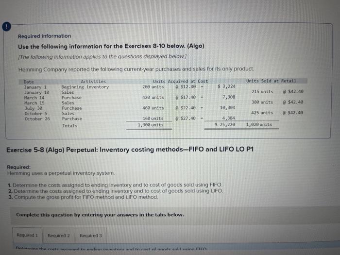 please explain the steps and math Required information Use the following information