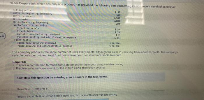 thr month using variable costing b. prepare an income statement for the