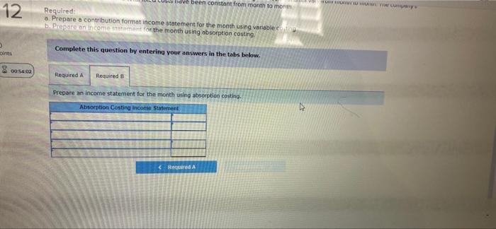 month using absorption costing a. b. Spless Corporation has two major business