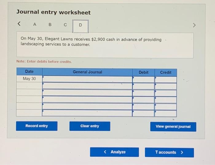 journal entry form, and (3) post the entry using T-accounts to represent