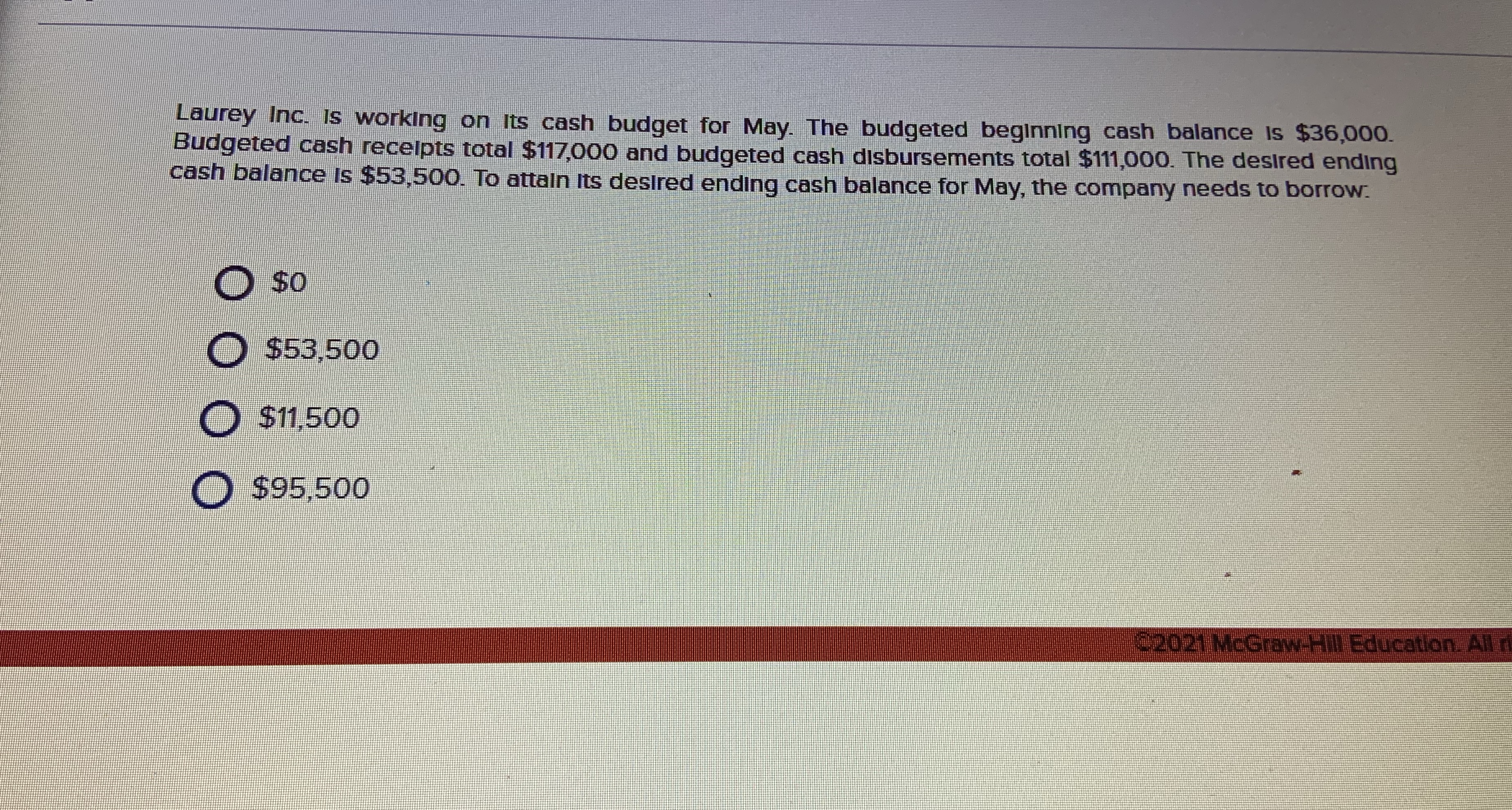 Please help solve this question Laurey Inc. is working on its cash