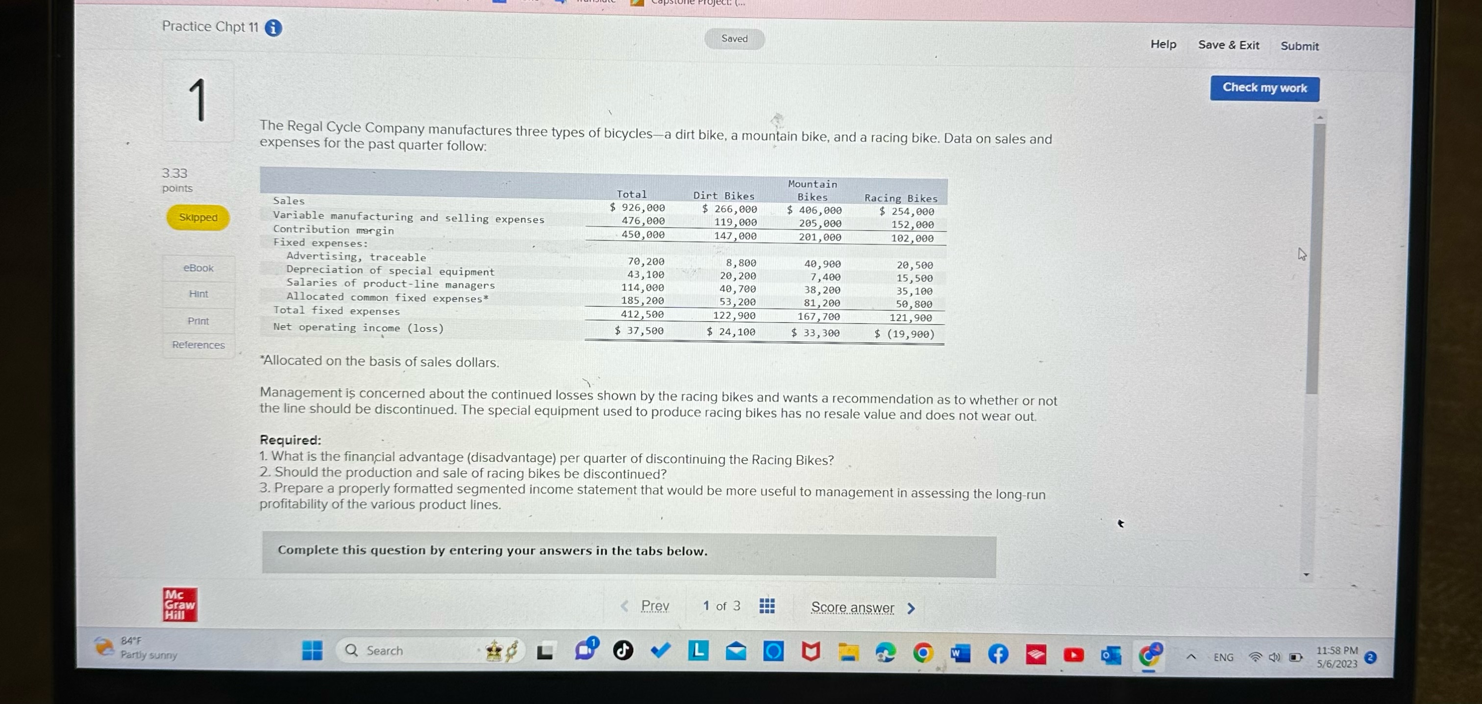  Practice Chot 11 i Saved Help Save & Exit Submit Check