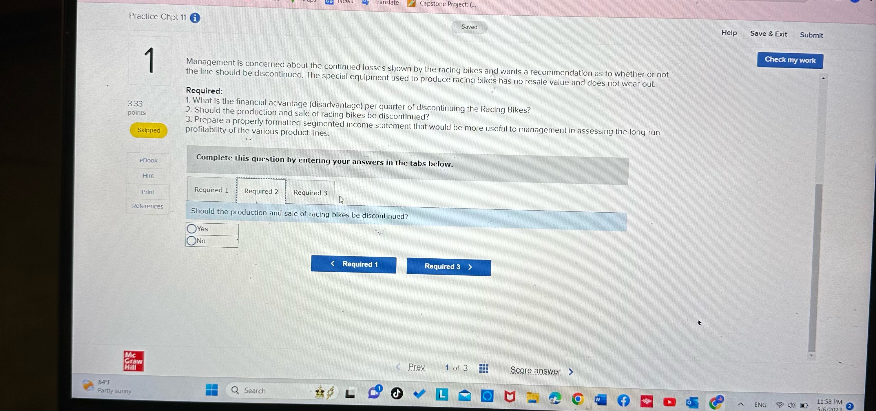 bike, a mountain bike, and a racing bike. Data on sales and