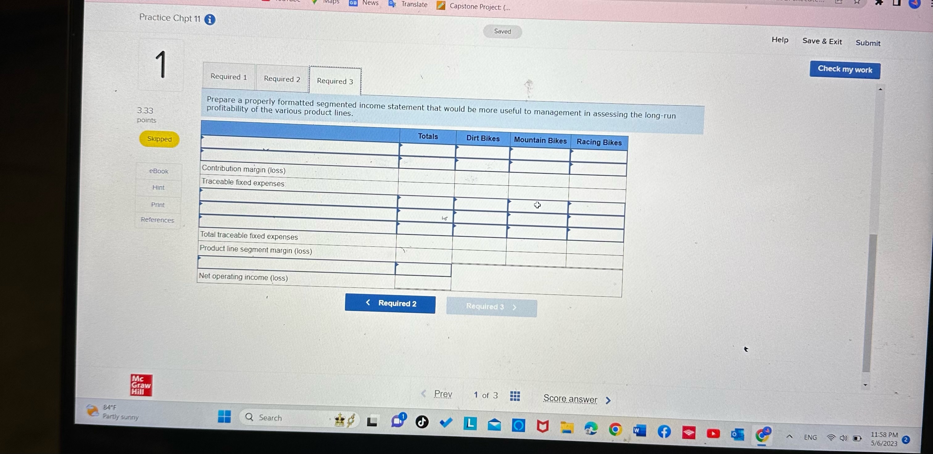 expenses for the past quarter follow: 3.33 Mountain points Total Dirt Bikes